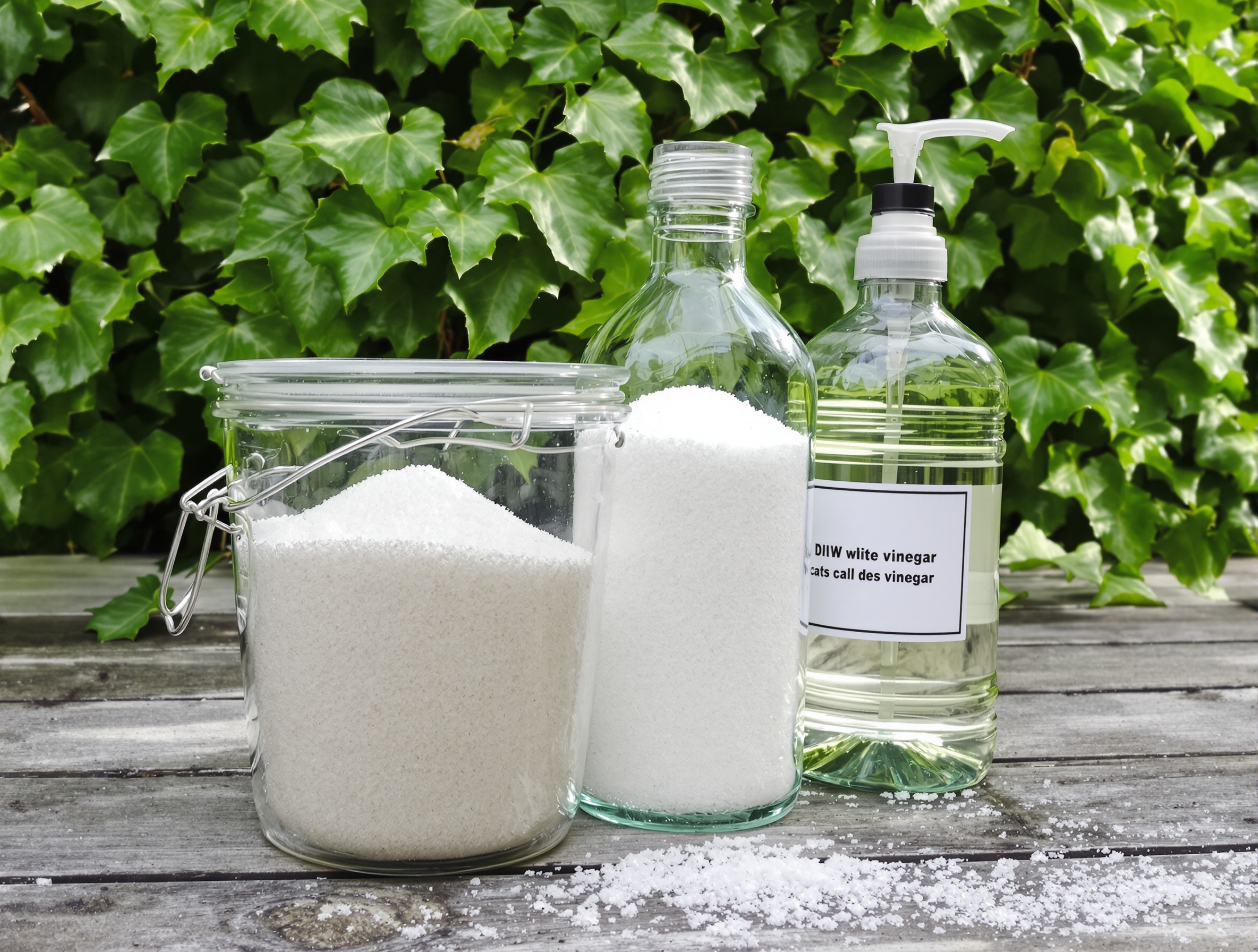 Désherbant maison vinaigre blanc sel lierre